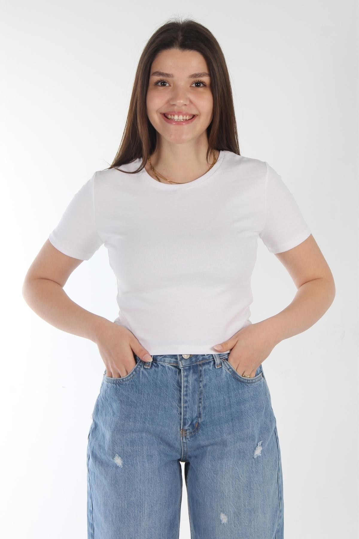 25511 Düz Kısa Ribana T-shirt