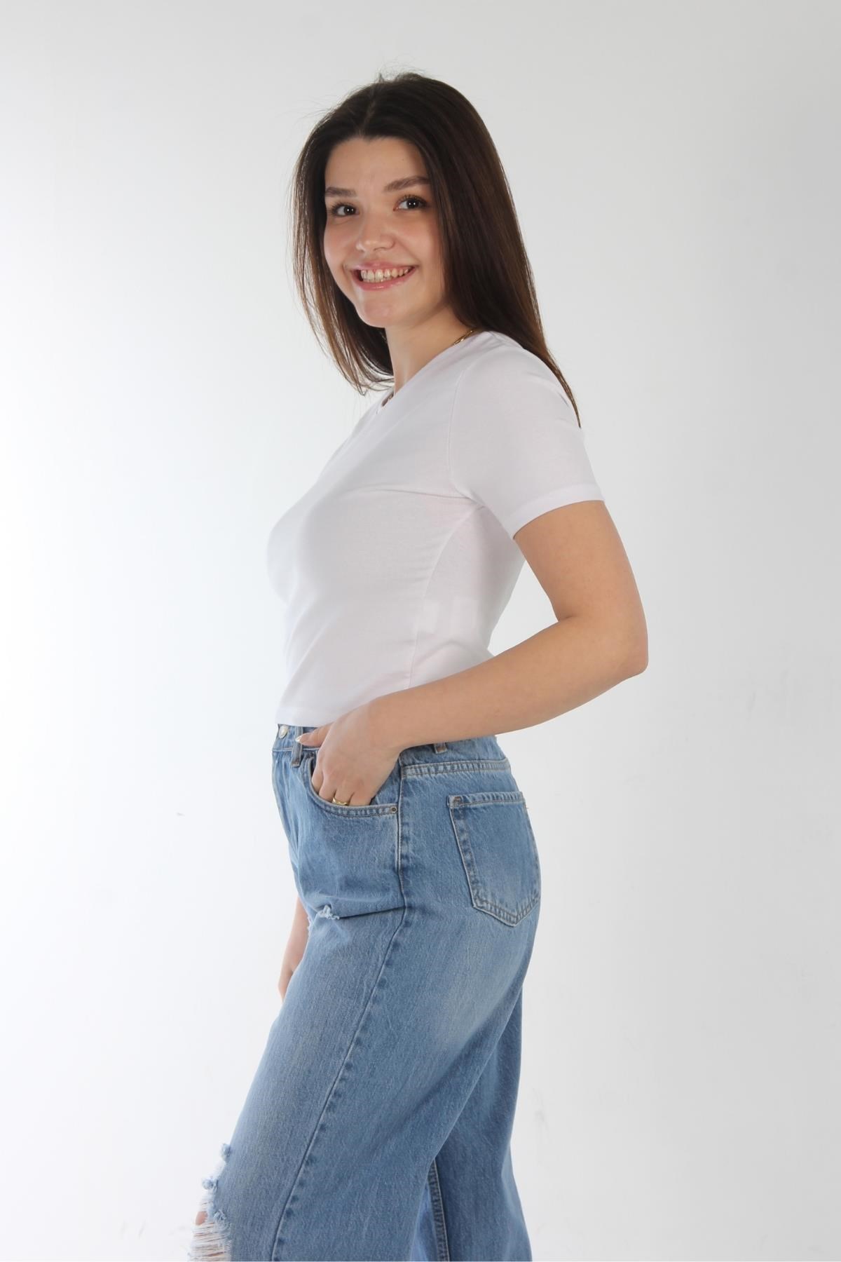 25511 Düz Kısa Ribana T-shirt