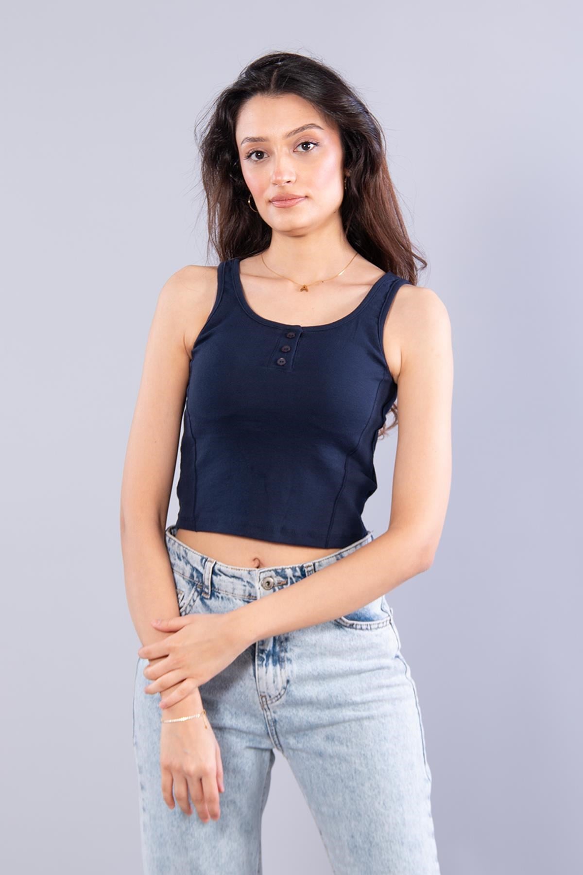 25519 Üç Düğme Sütyen Detaylı Compac Ribana Atlet