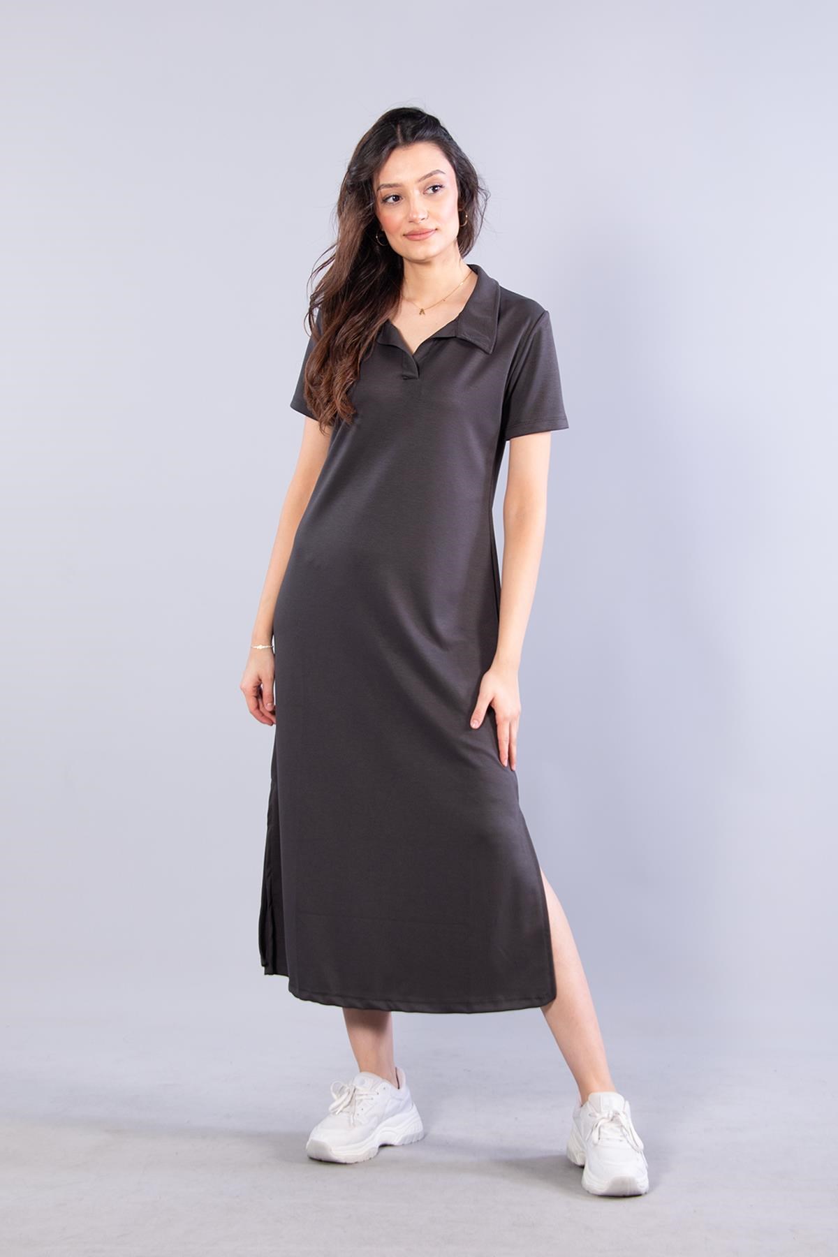 26675 Polo Yaka Modal Kumaş Elbise