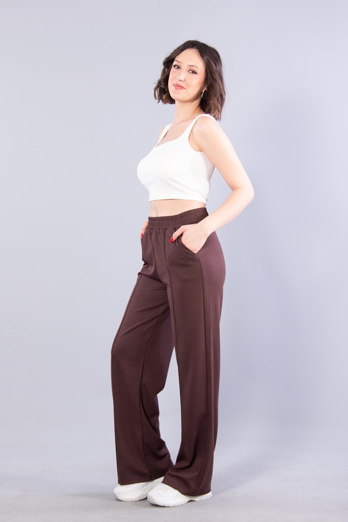 26709 Beli Lastikli Modal Pantolon