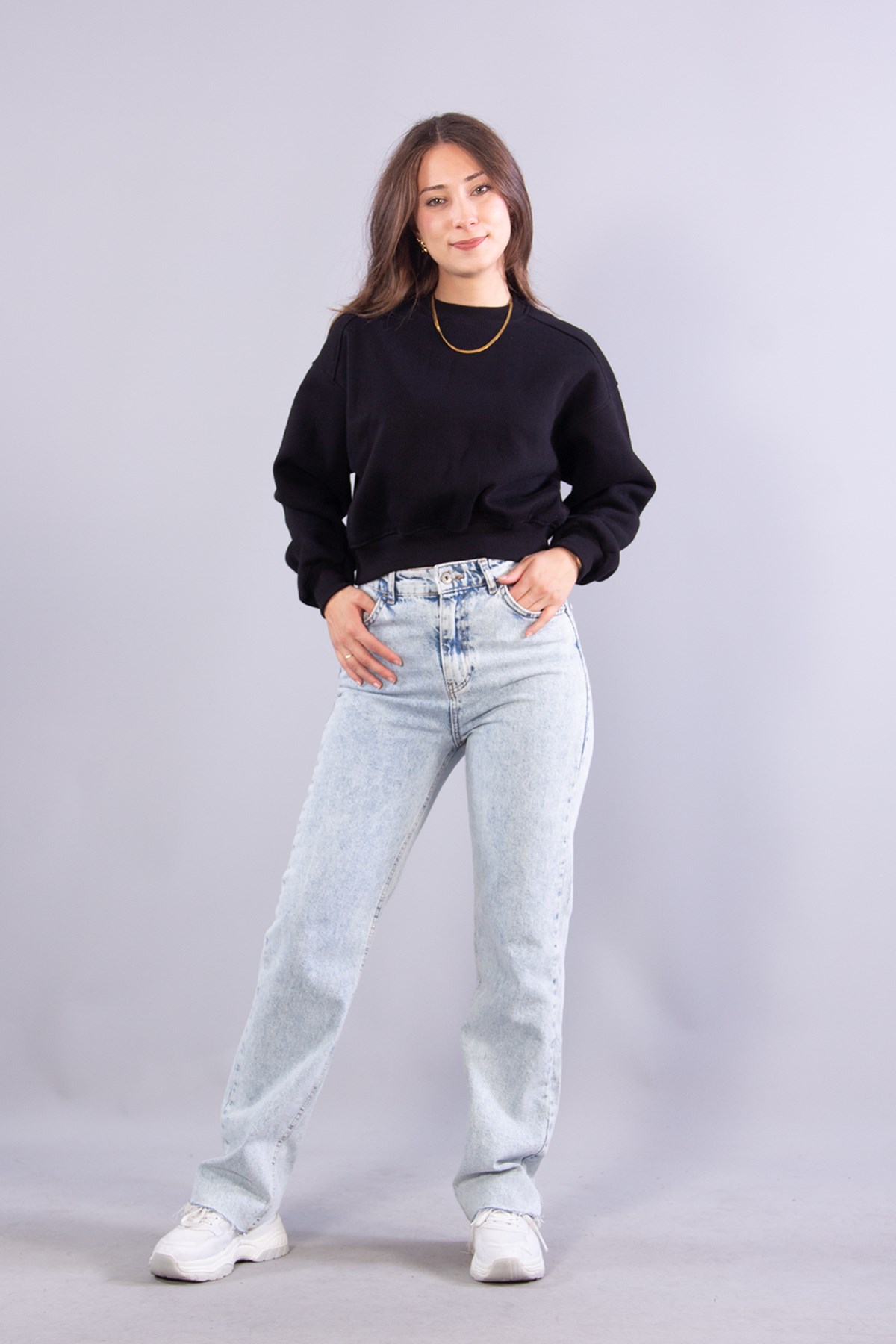 2705 Reglan Kol Altı Ribanalı Kısa Sweat
