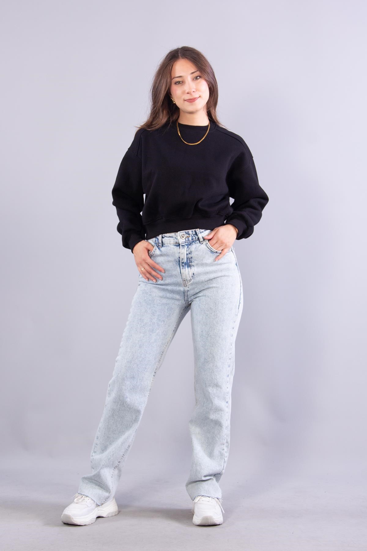 2705 Reglan Kol Altı Ribanalı Kısa Sweat