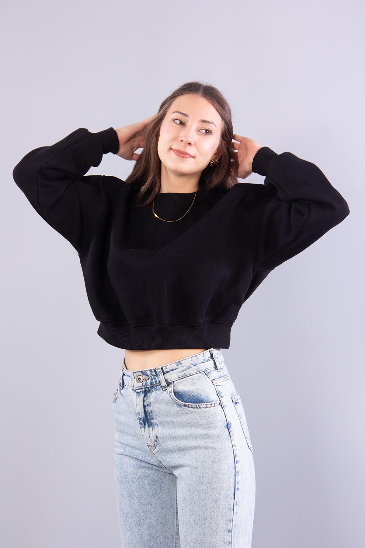 2705 Reglan Kol Altı Ribanalı Kısa Sweat