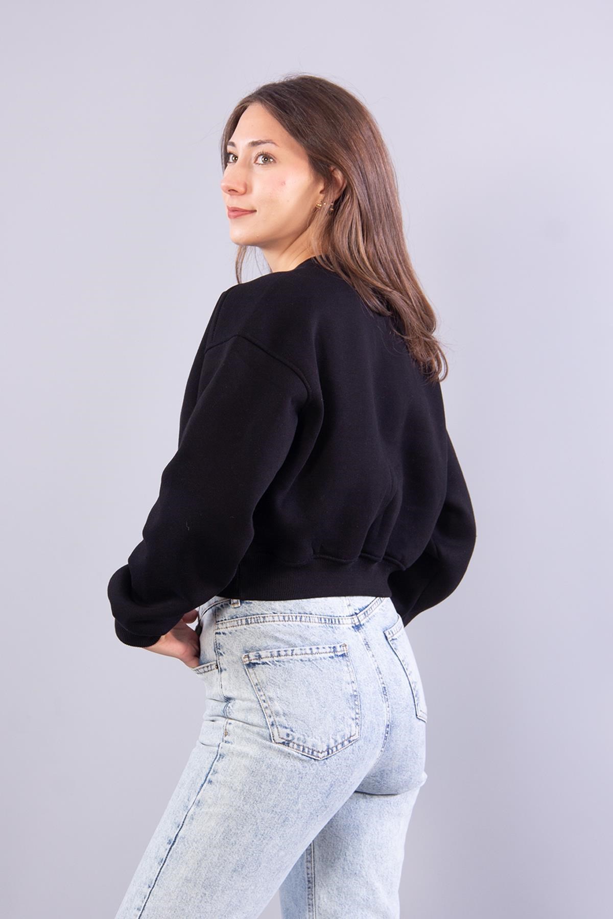 2705 Reglan Kol Altı Ribanalı Kısa Sweat