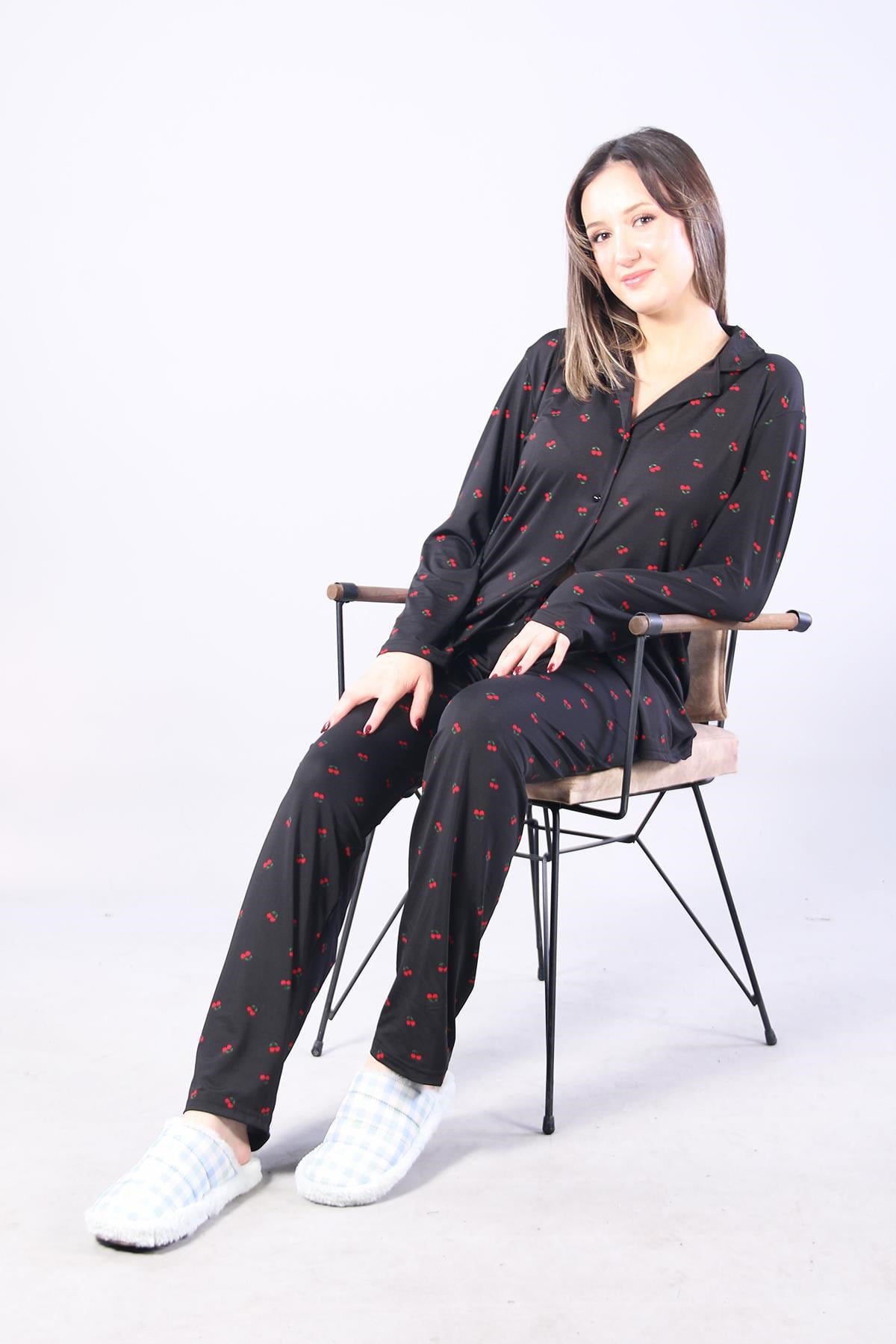 3306 Milan Soft Gömlek Yaka Uzun Kol Uzun Alt Pijama Takımı