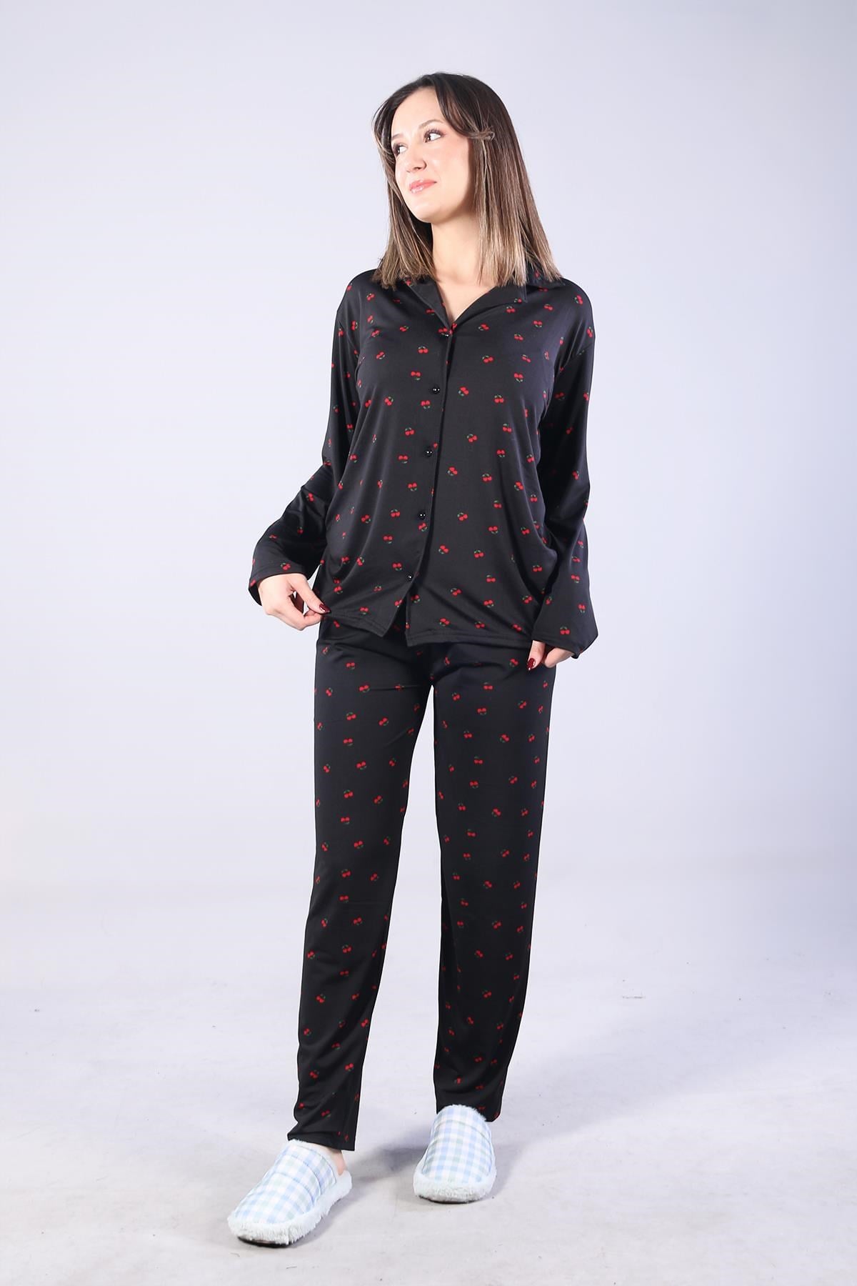 3306 Milan Soft Gömlek Yaka Uzun Kol Uzun Alt Pijama Takımı