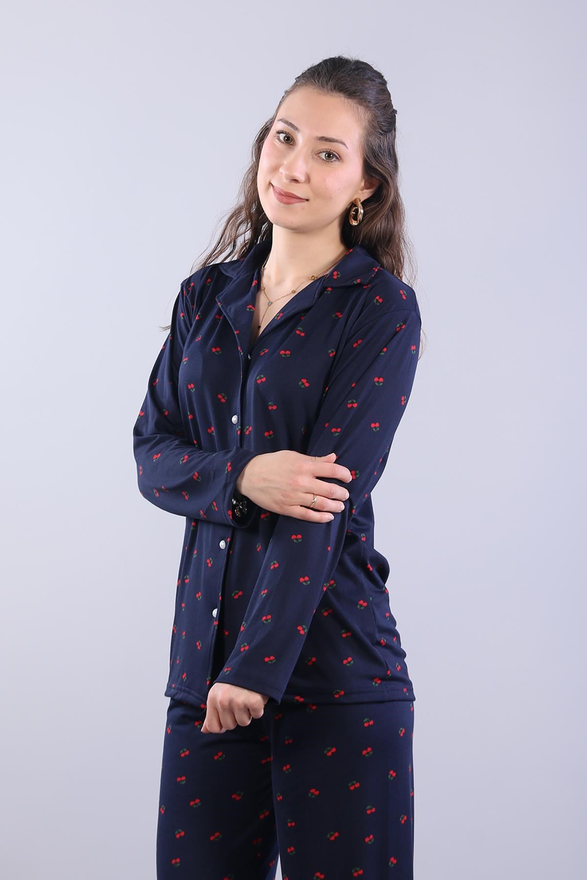 3306 Milan Soft Gömlek Yaka Uzun Kol Uzun Alt Pijama Takımı