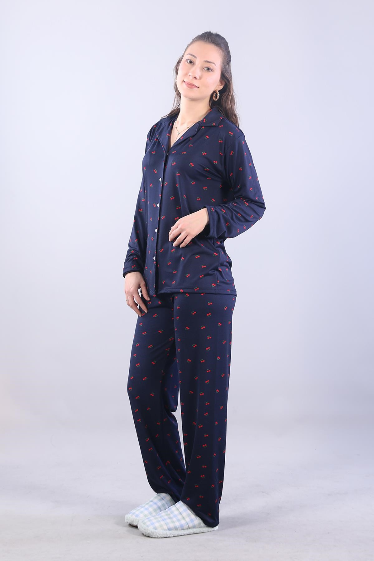 3306 Milan Soft Gömlek Yaka Uzun Kol Uzun Alt Pijama Takımı