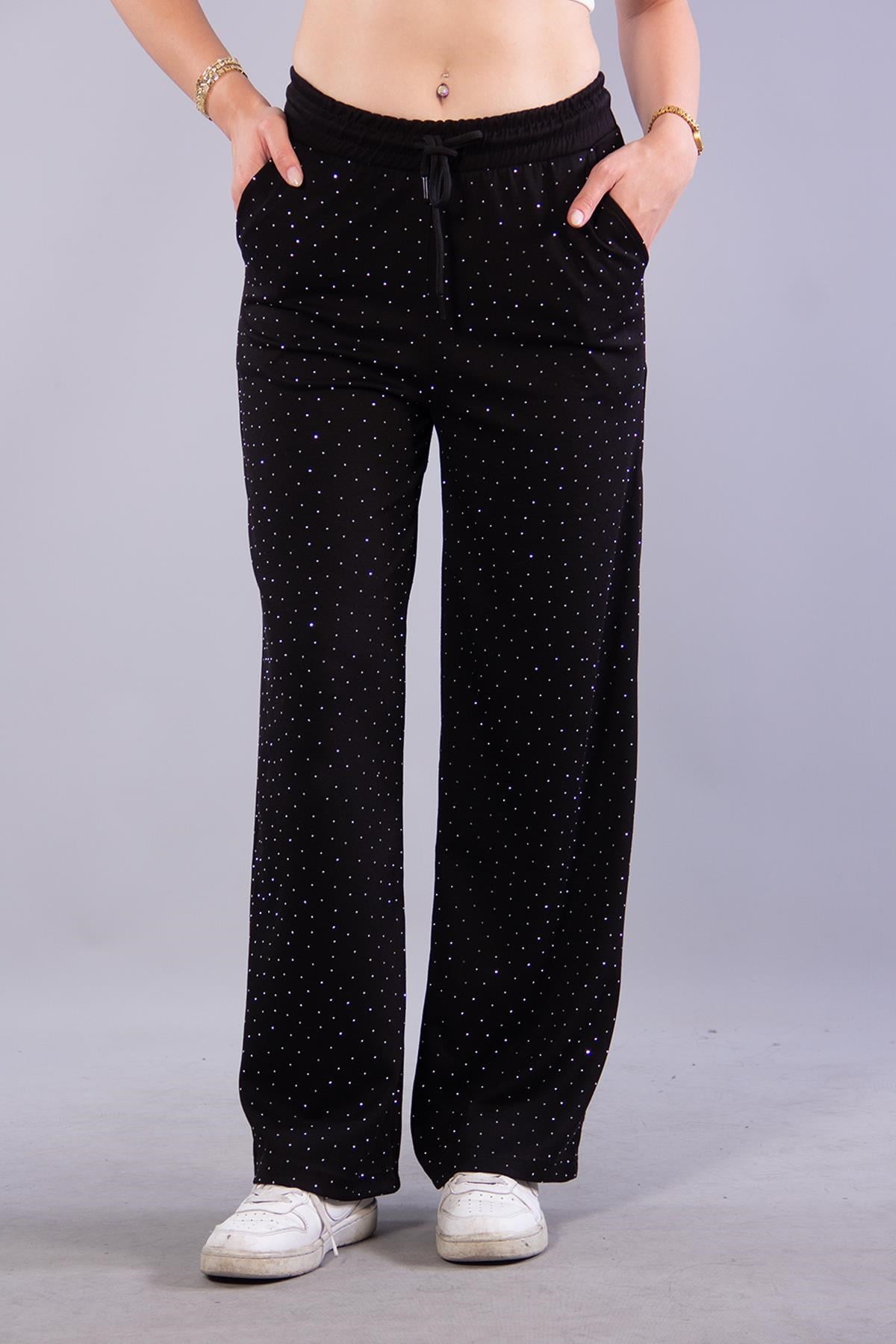 3718 Taşlı Beli Lastikli Pantolon