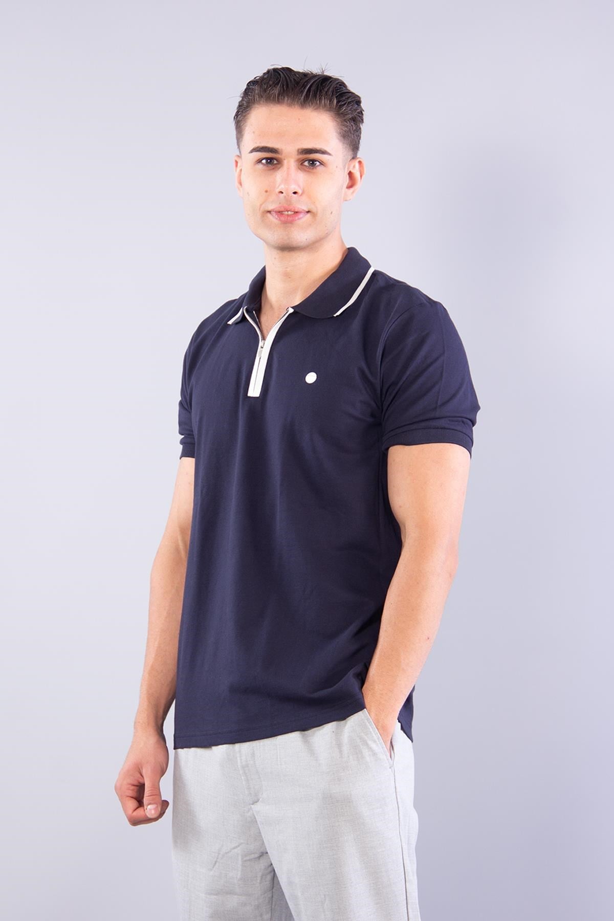 4062 Polo Yaka Fermuarlı T-shirt