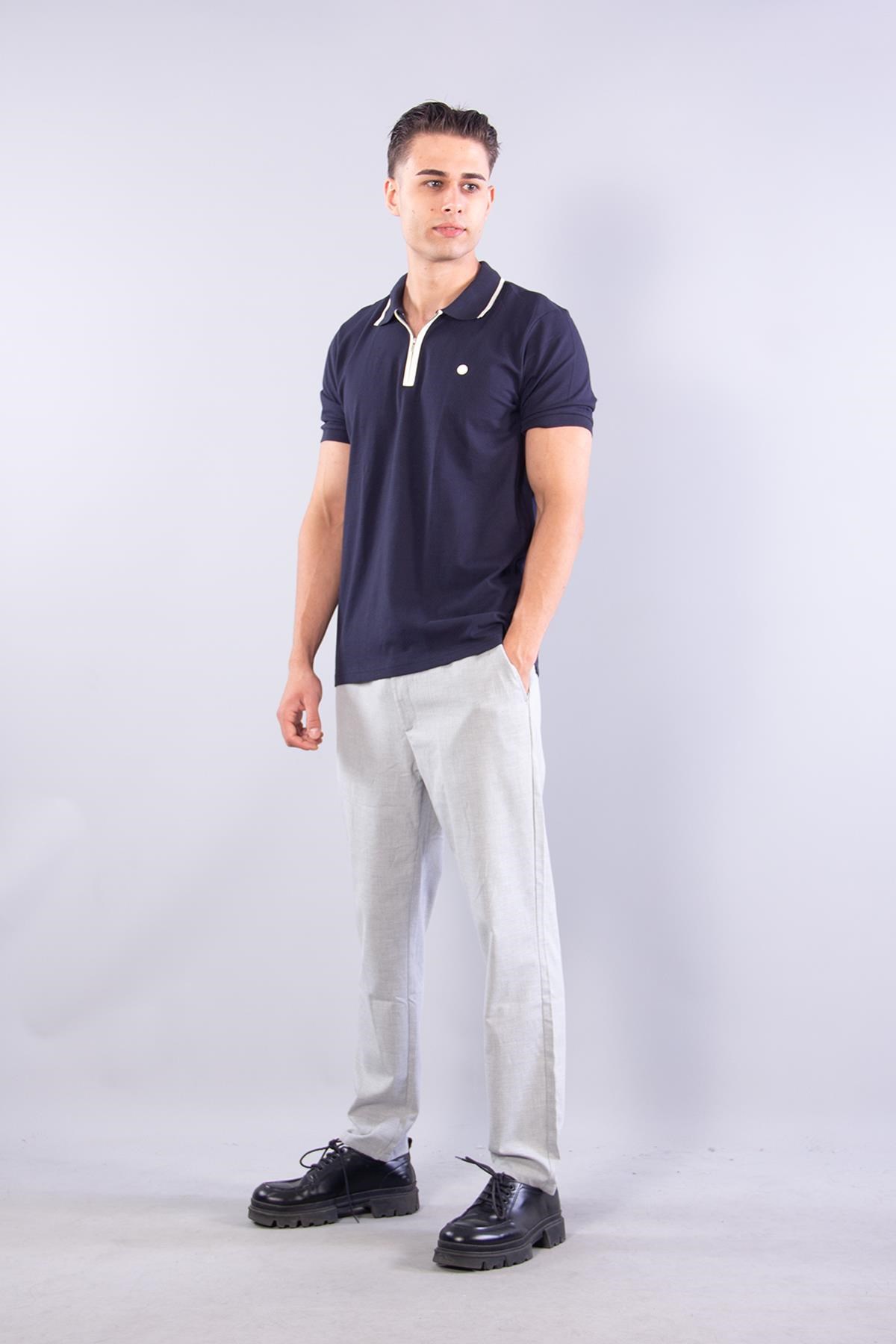 4062 Polo Yaka Fermuarlı T-shirt
