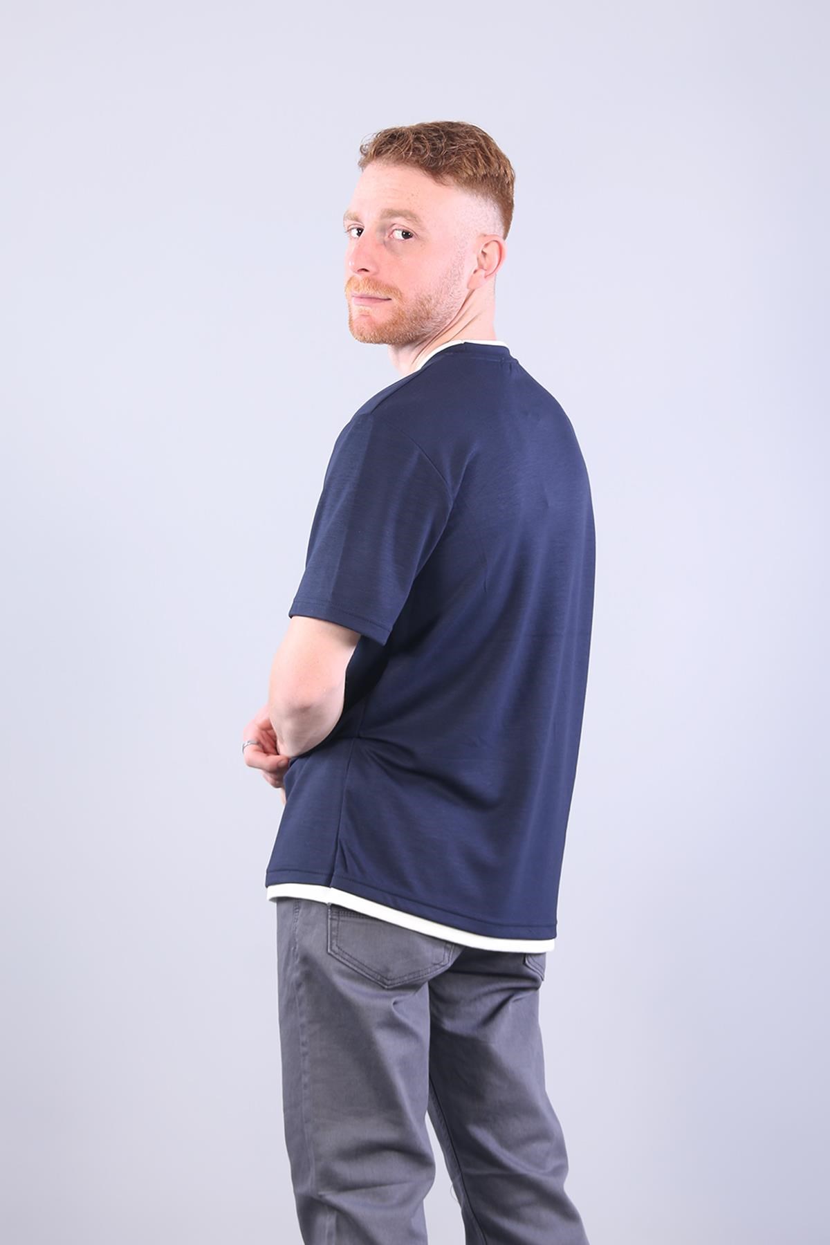 4091 O Yaka Etek Ucu Farklı T-shirt
