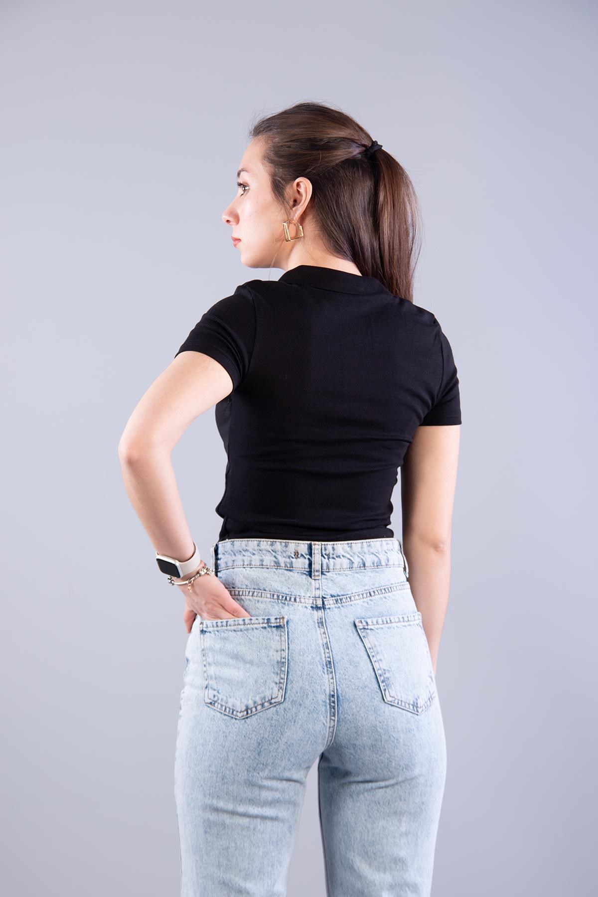 4311 Polo Yaka Düğmeli Modal T-shirt