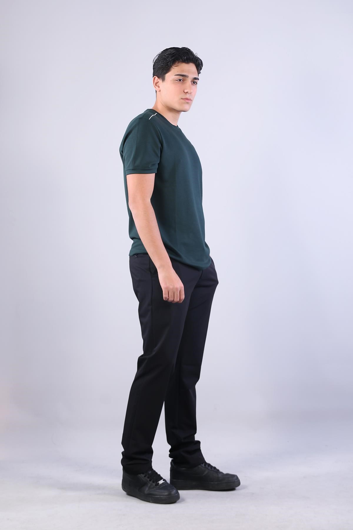 4625 Modal Kumaş Omuz Trikolu O Yaka T-shirt