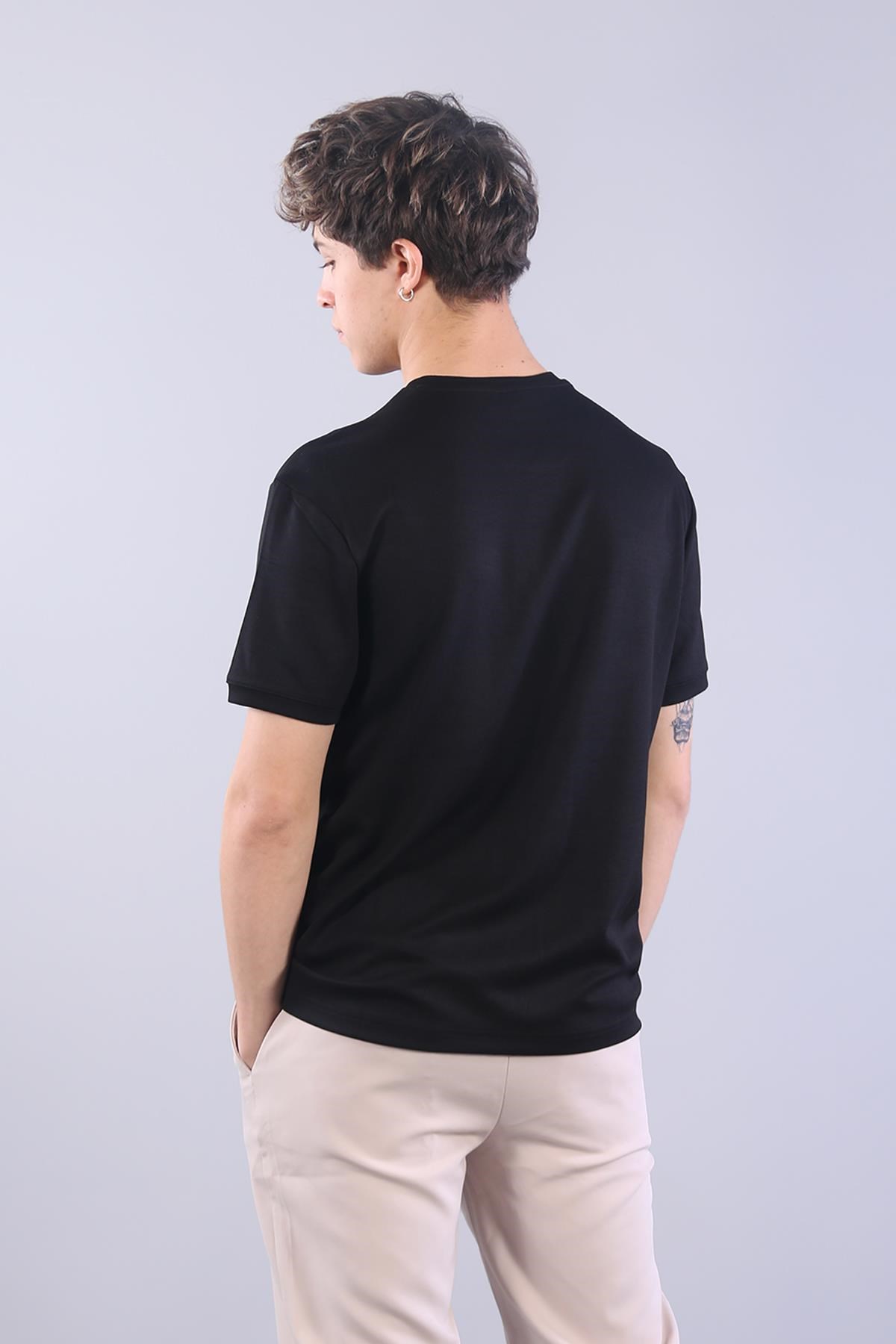 4625 Modal Kumaş Omuz Trikolu O Yaka T-shirt