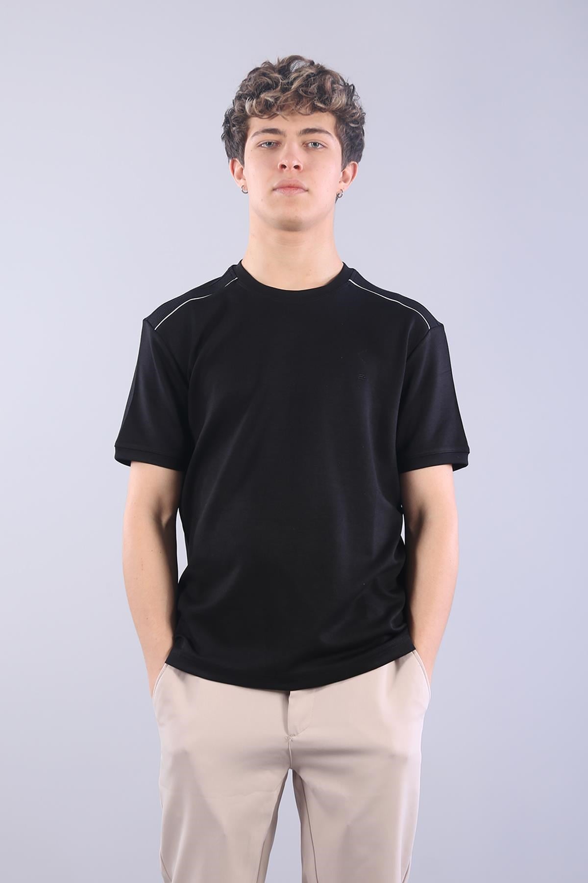 4625 Modal Kumaş Omuz Trikolu O Yaka T-shirt