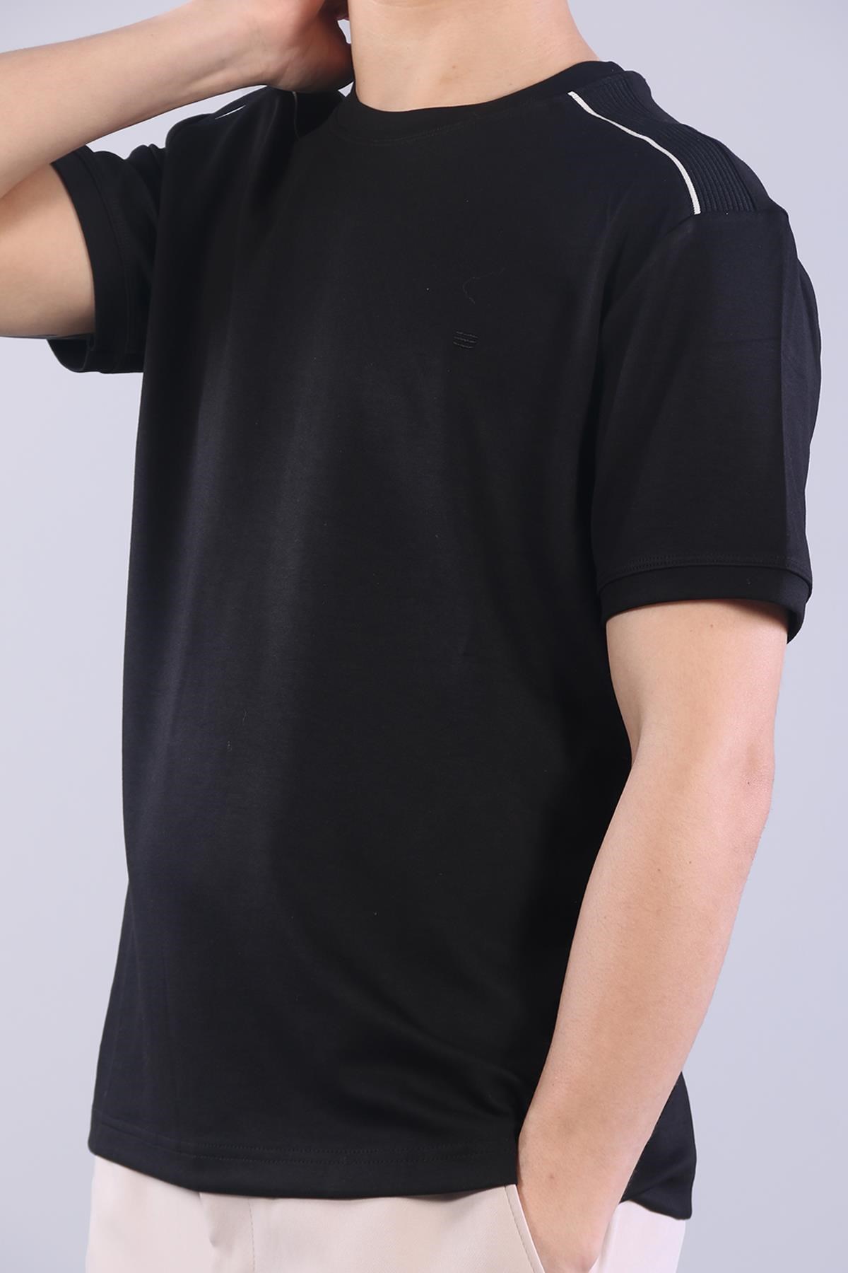 4625 Modal Kumaş Omuz Trikolu O Yaka T-shirt