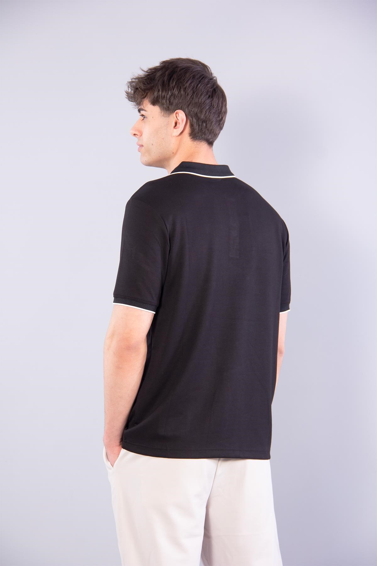 4626 Modal Omuz Parçalı Yakalı T-shirt