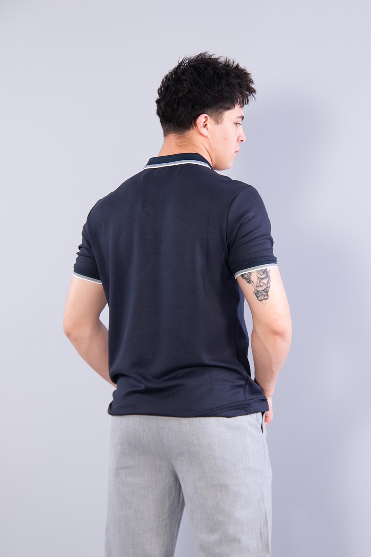 4662 Yakası Çizgili Modal T-shirt