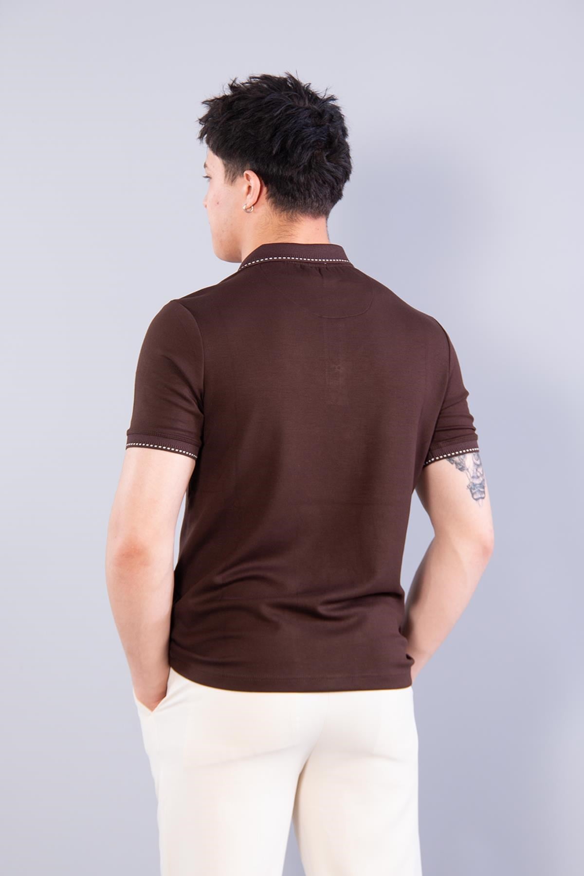 4668 Yaka Kol Ucu Noktalı Modal T-shirt