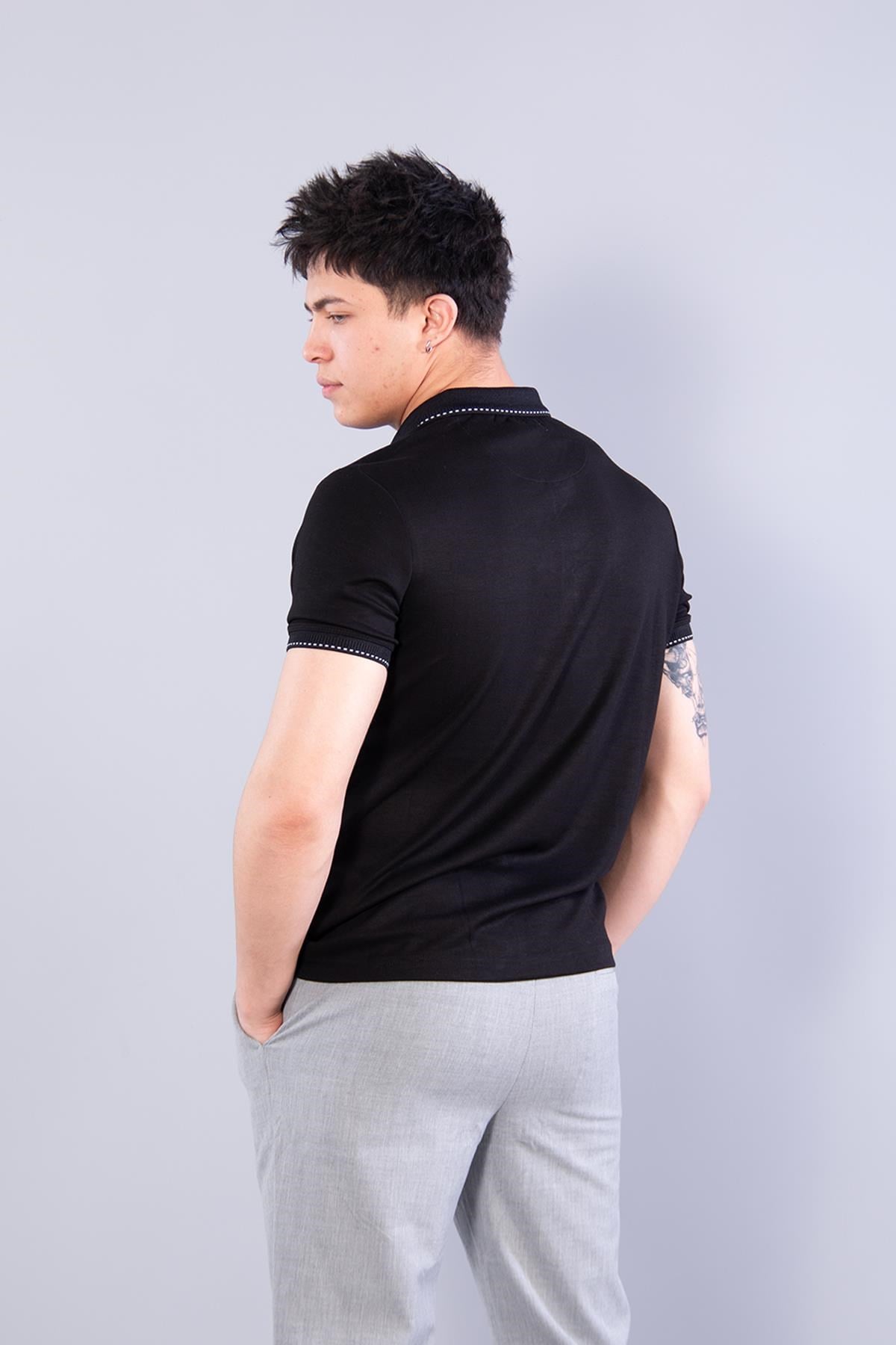 4668 Yaka Kol Ucu Noktalı Modal T-shirt