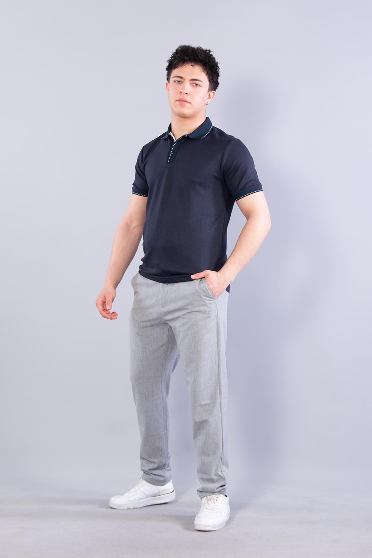 4668 Yaka Kol Ucu Noktalı Modal T-shirt