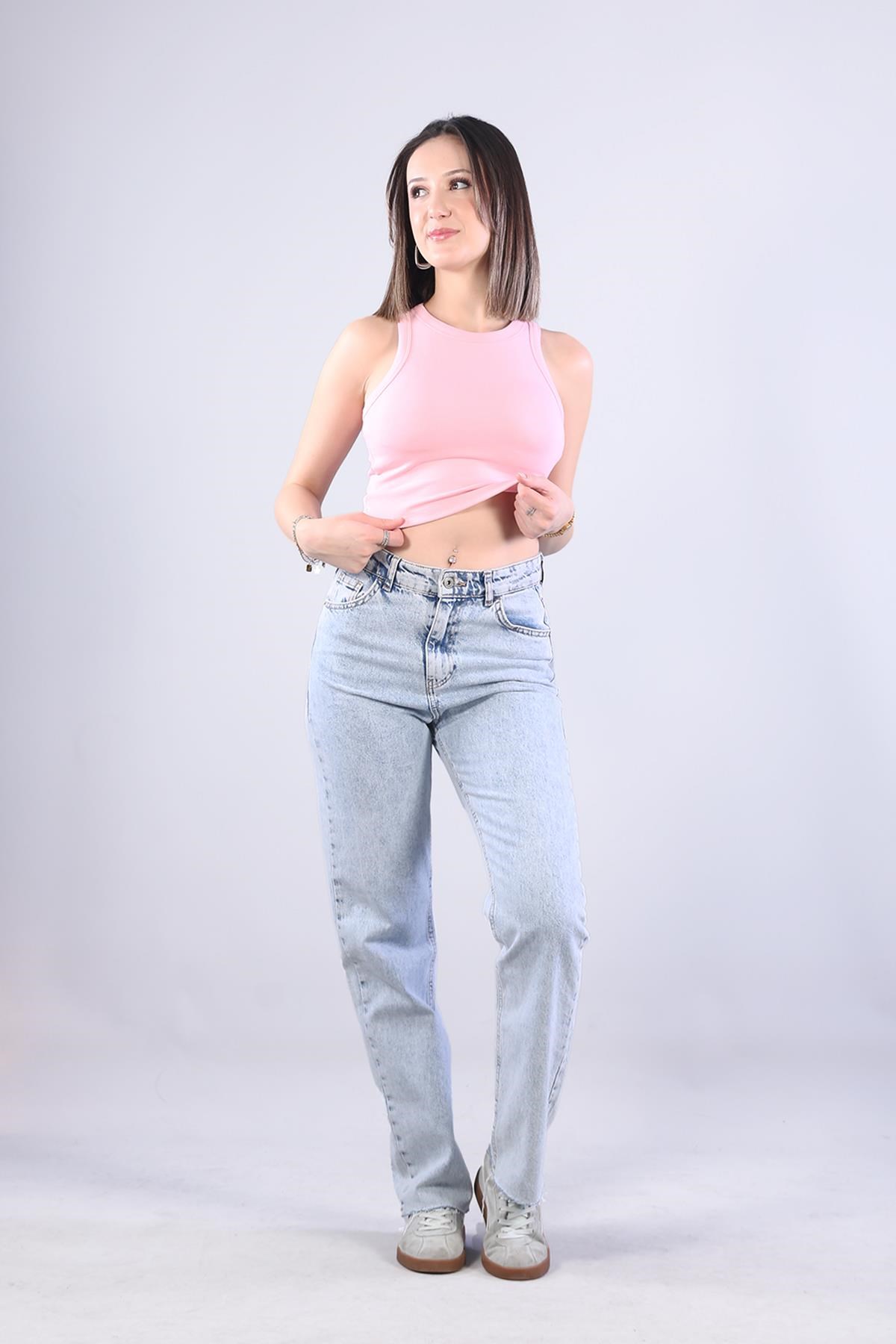 5044 Geniş Biyeli Kaplı Modal Atlet