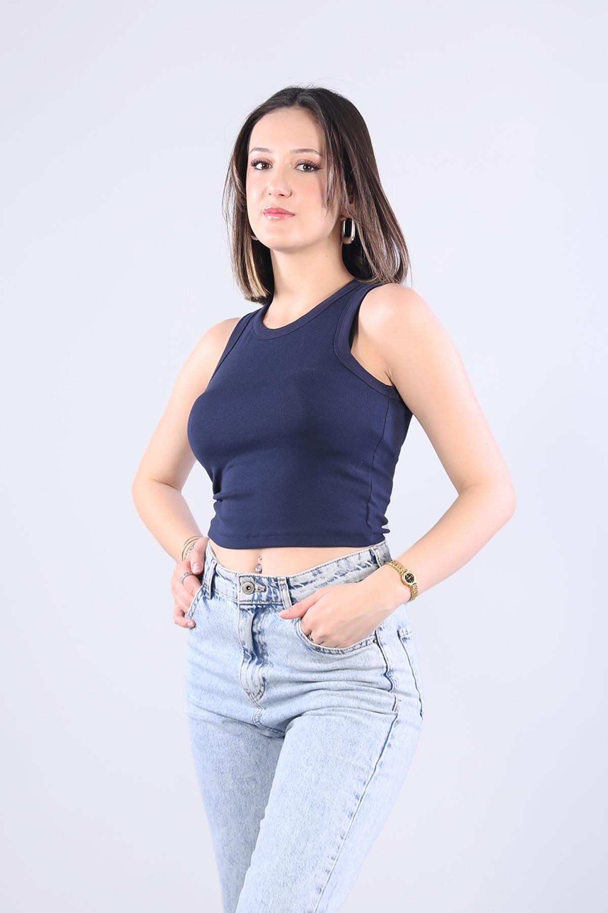 5044 Geniş Biyeli Kaplı Modal Atlet