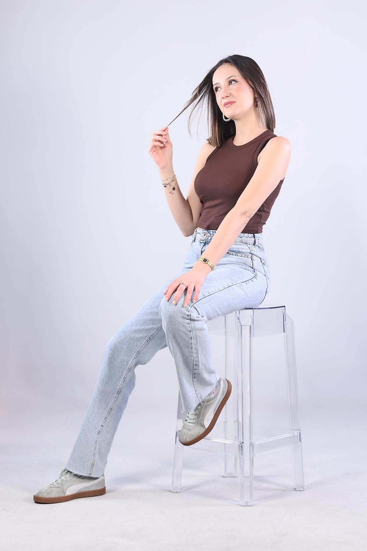 5044 Geniş Biyeli Kaplı Modal Atlet