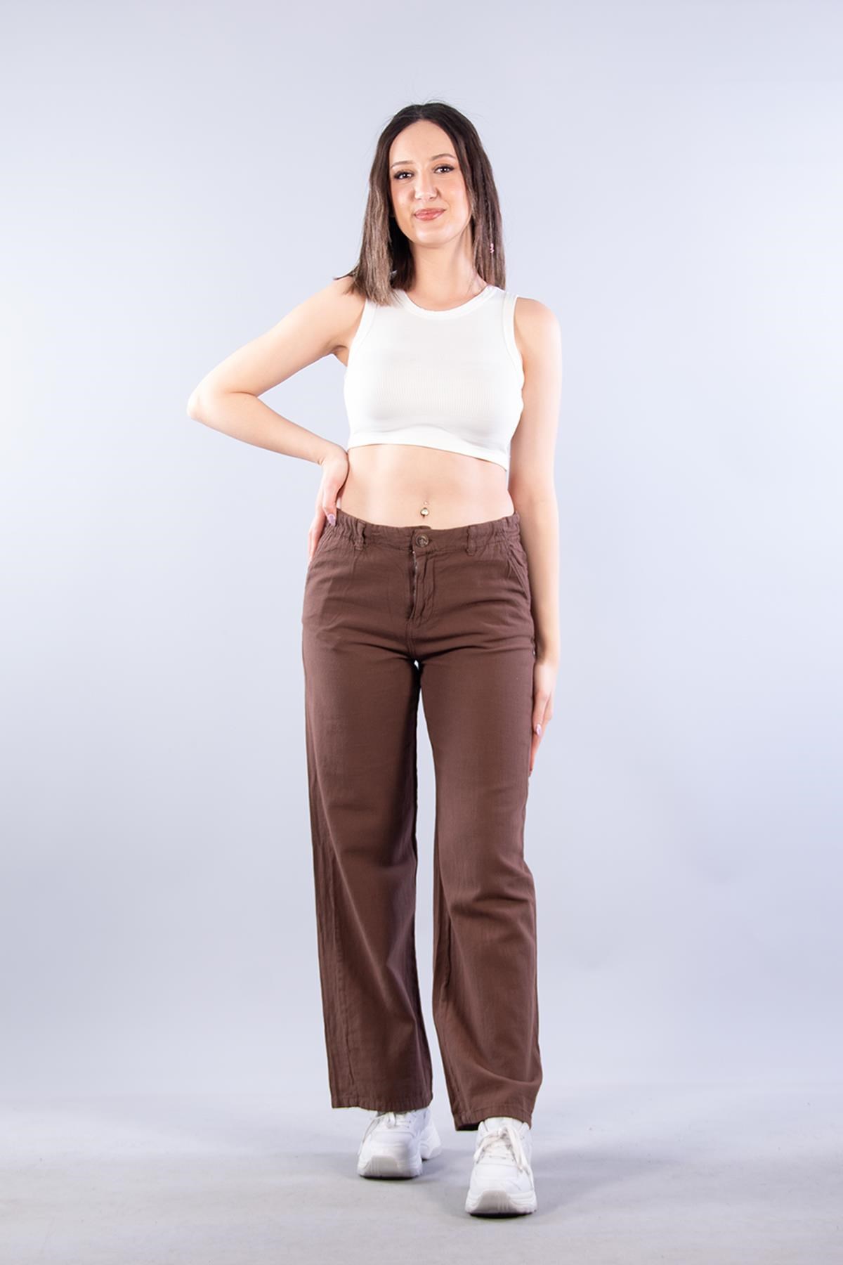 5219 (6230) Beli Süs İpli Pol Paça Pantolon