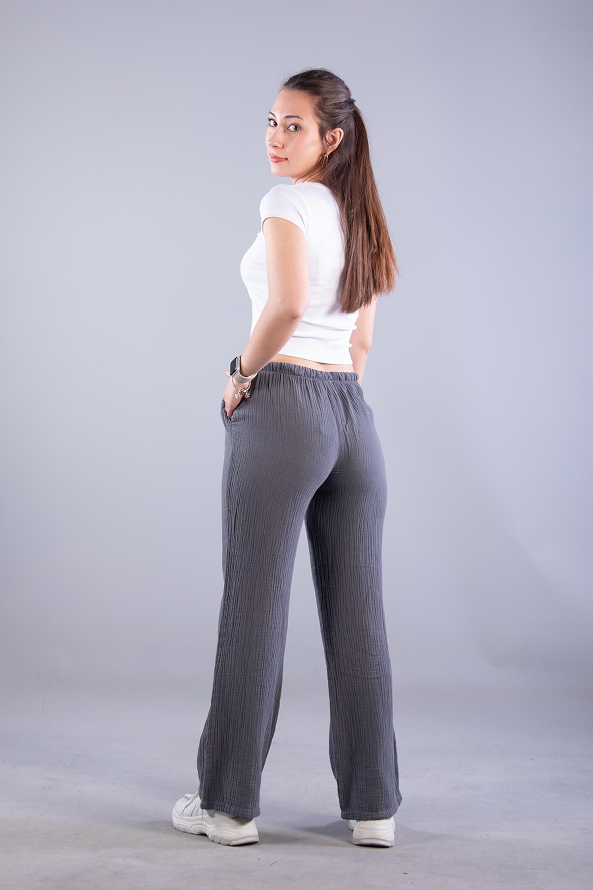 5502 Beli İpli Müslin Pantolon