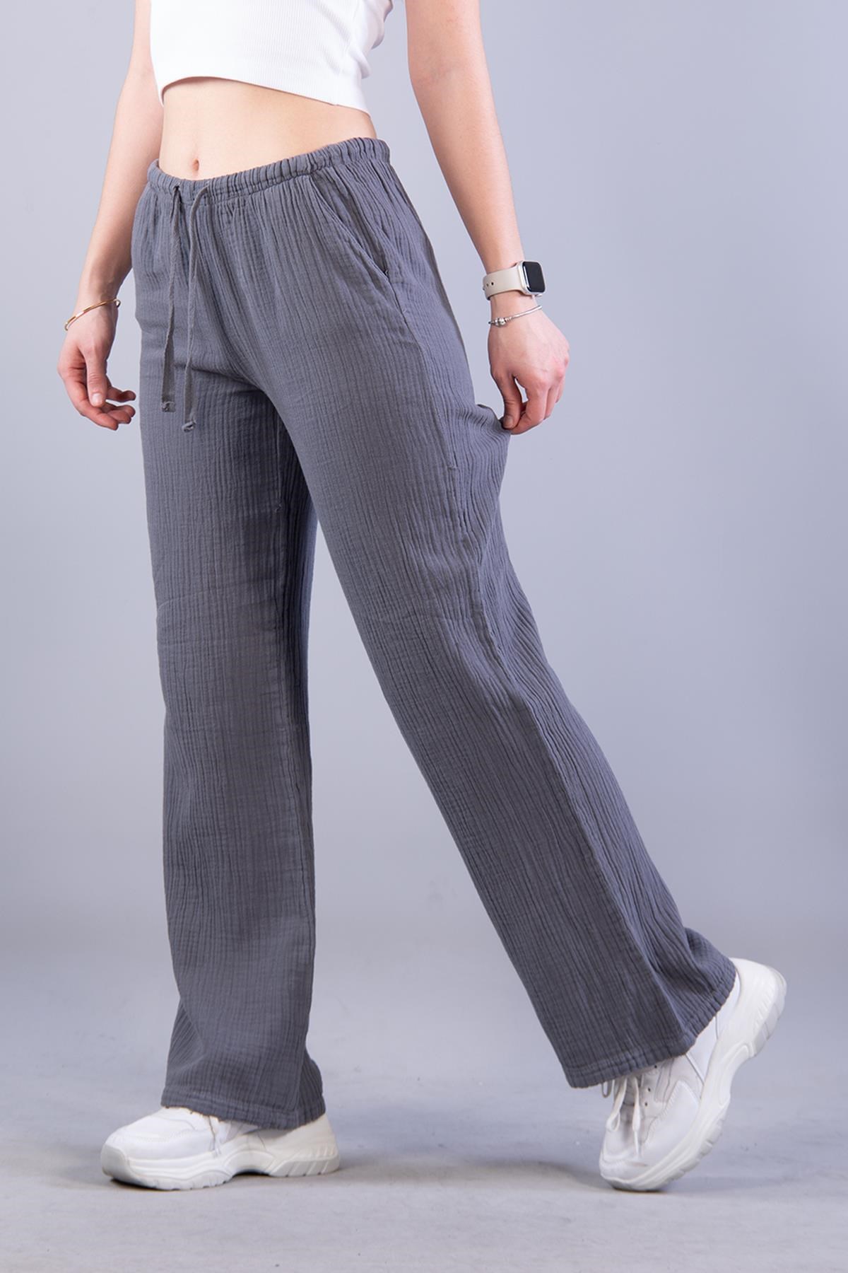 5502 Beli İpli Müslin Pantolon