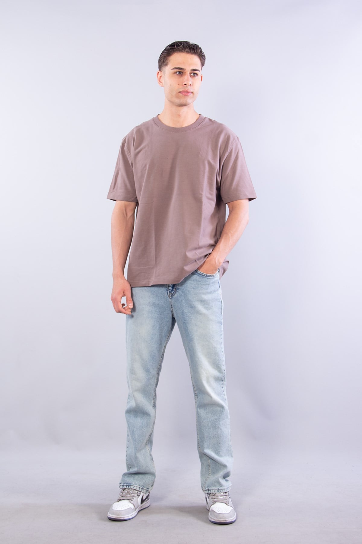 5930 Fırçalı İki İplik O Yaka T-shirt