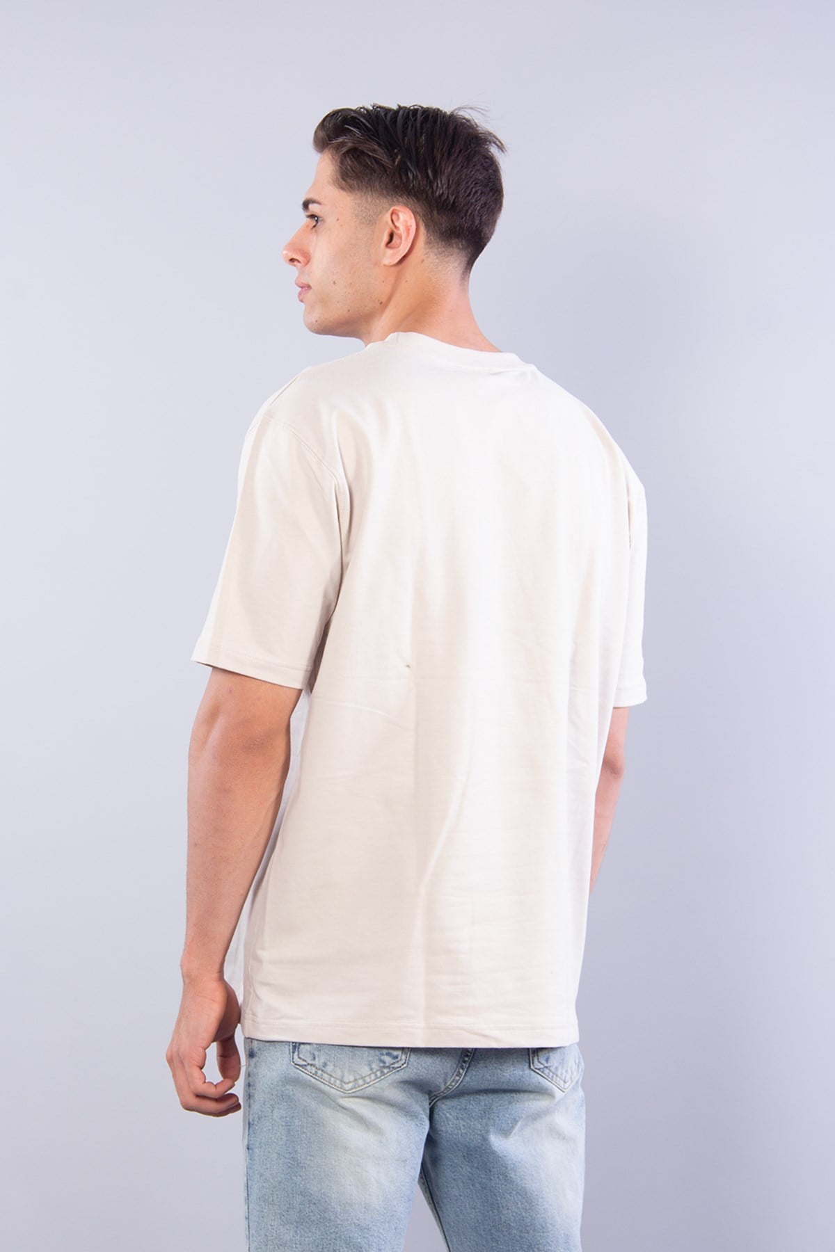 5930 Fırçalı İki İplik O Yaka T-shirt