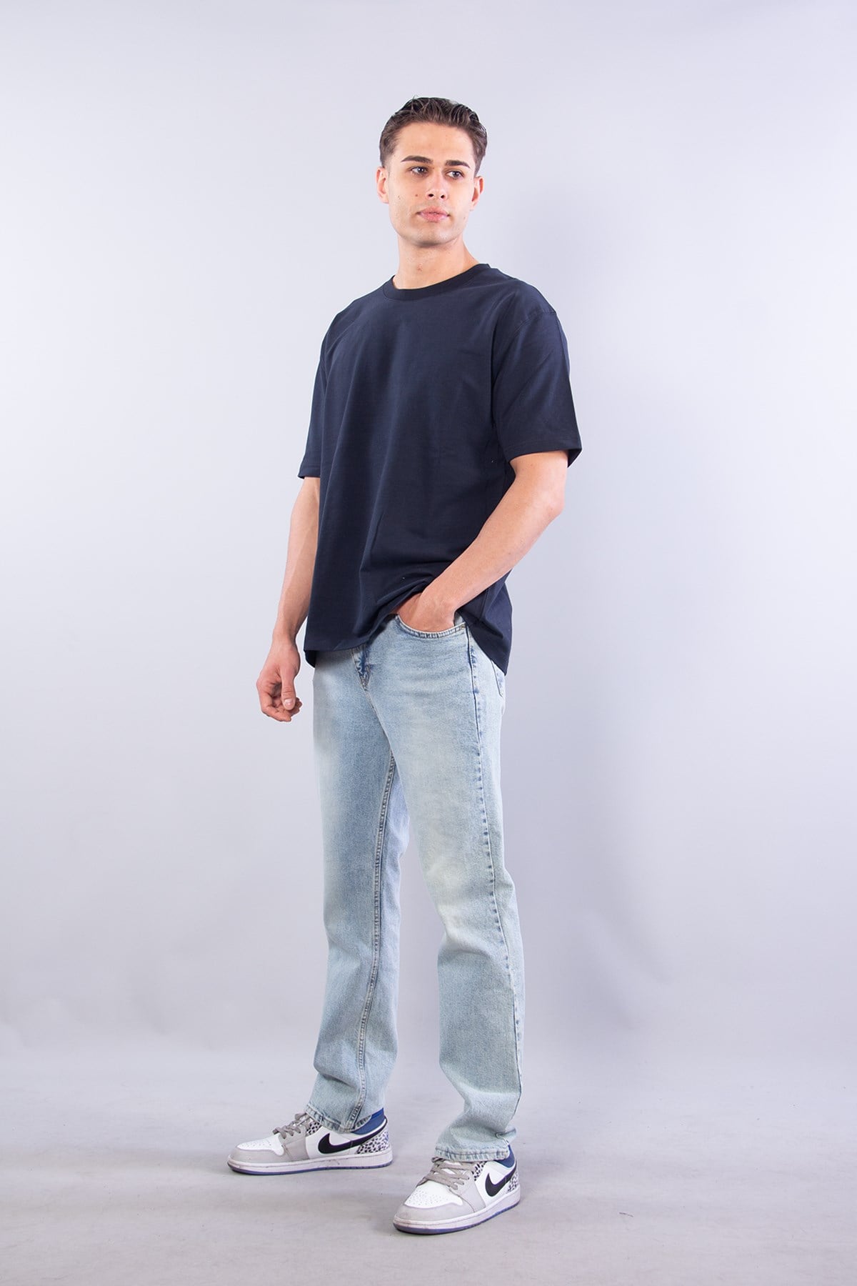 5930 Fırçalı İki İplik O Yaka T-shirt