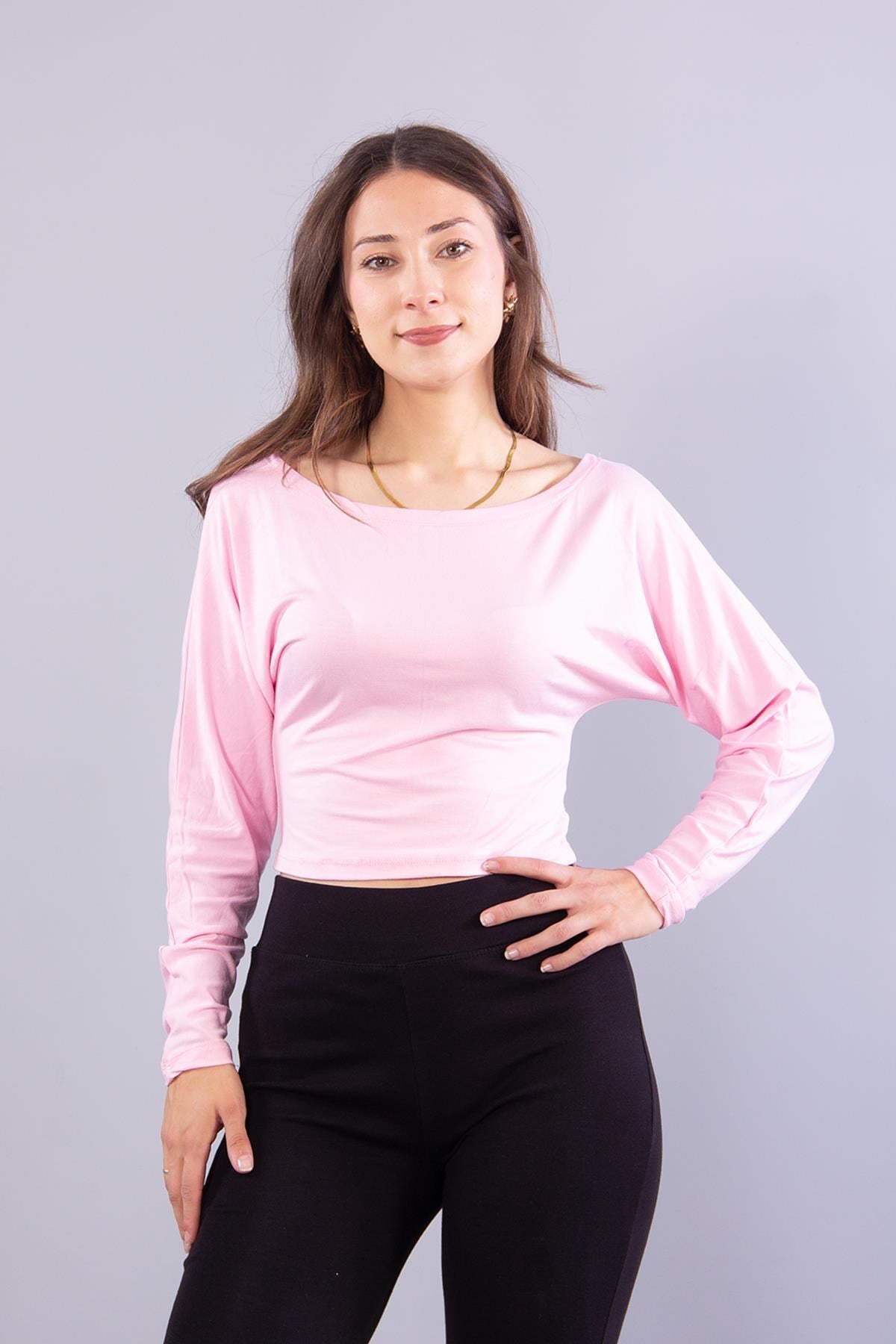 6895 (N-2653) Kayık Yaka Yarasa Kol Bluz