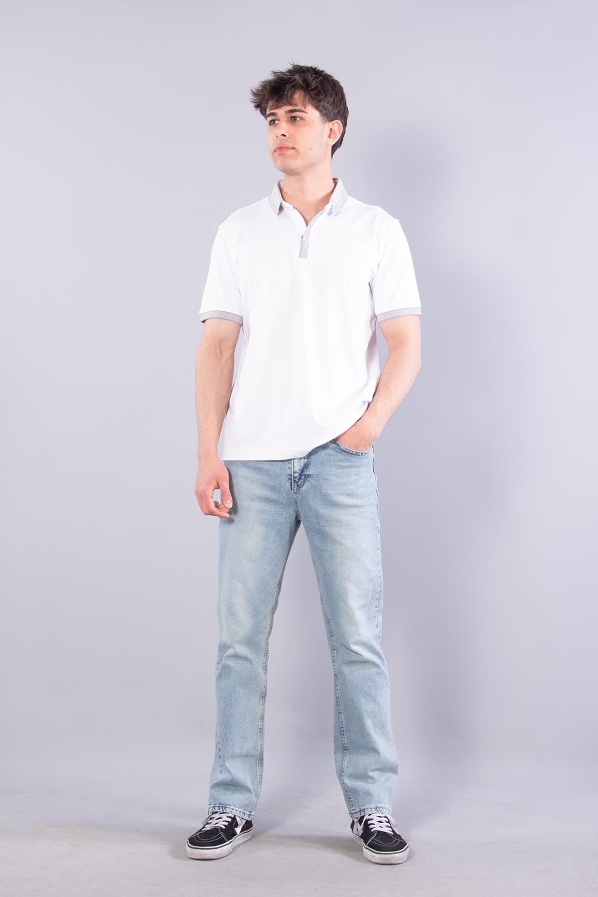 7085 Kagi Fermuarlı Bantlı A. Yaka T-shirt