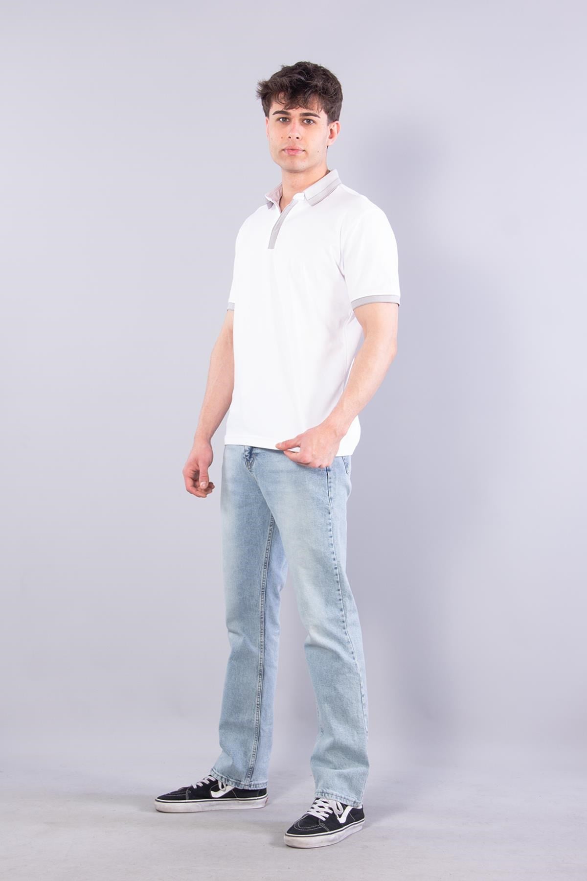 7085 Kagi Fermuarlı Bantlı A. Yaka T-shirt