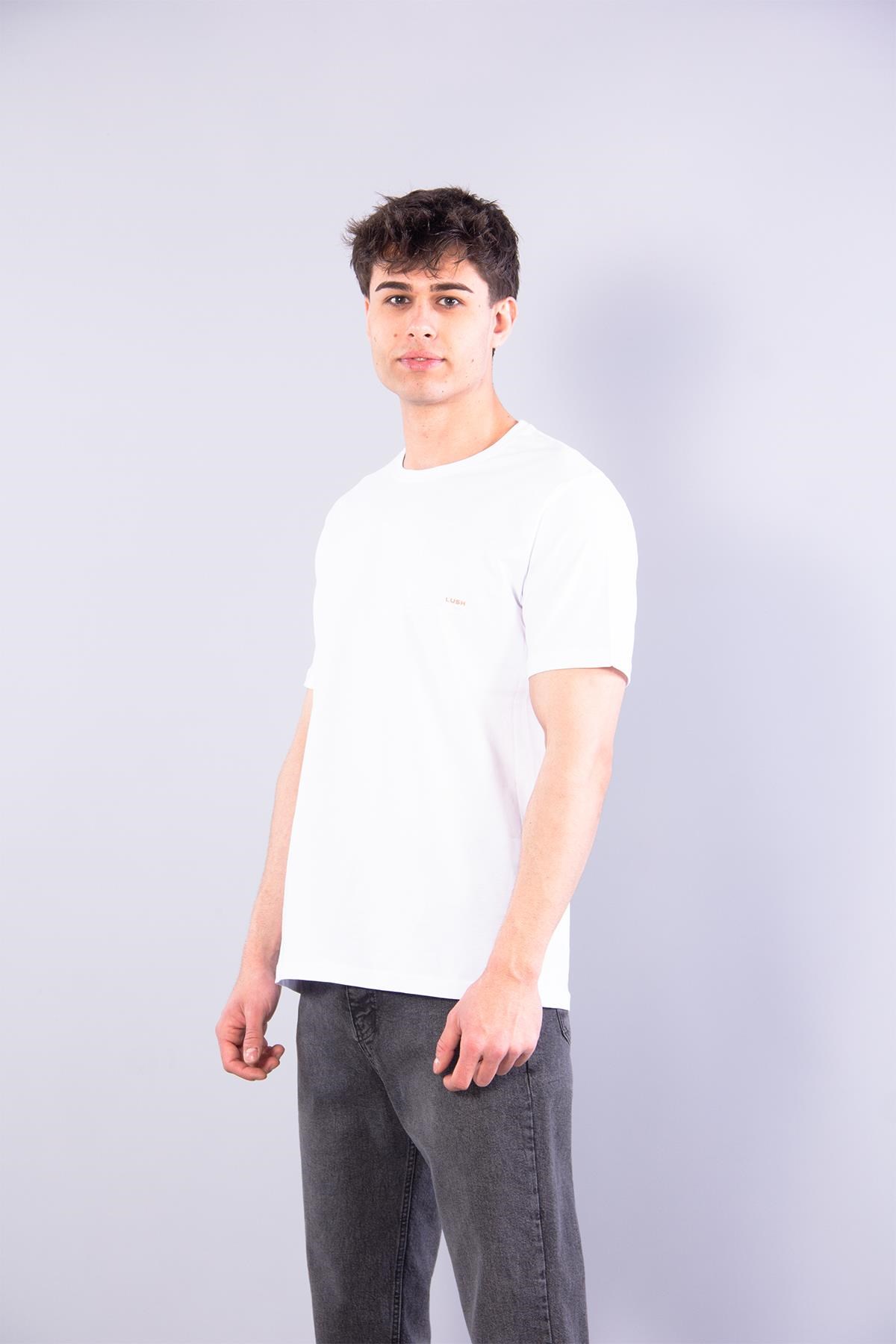 7410 Süprem Sol Göğsü Enjeksiyon Çizgi Baskılı Bisiklet Yaka T-shirt