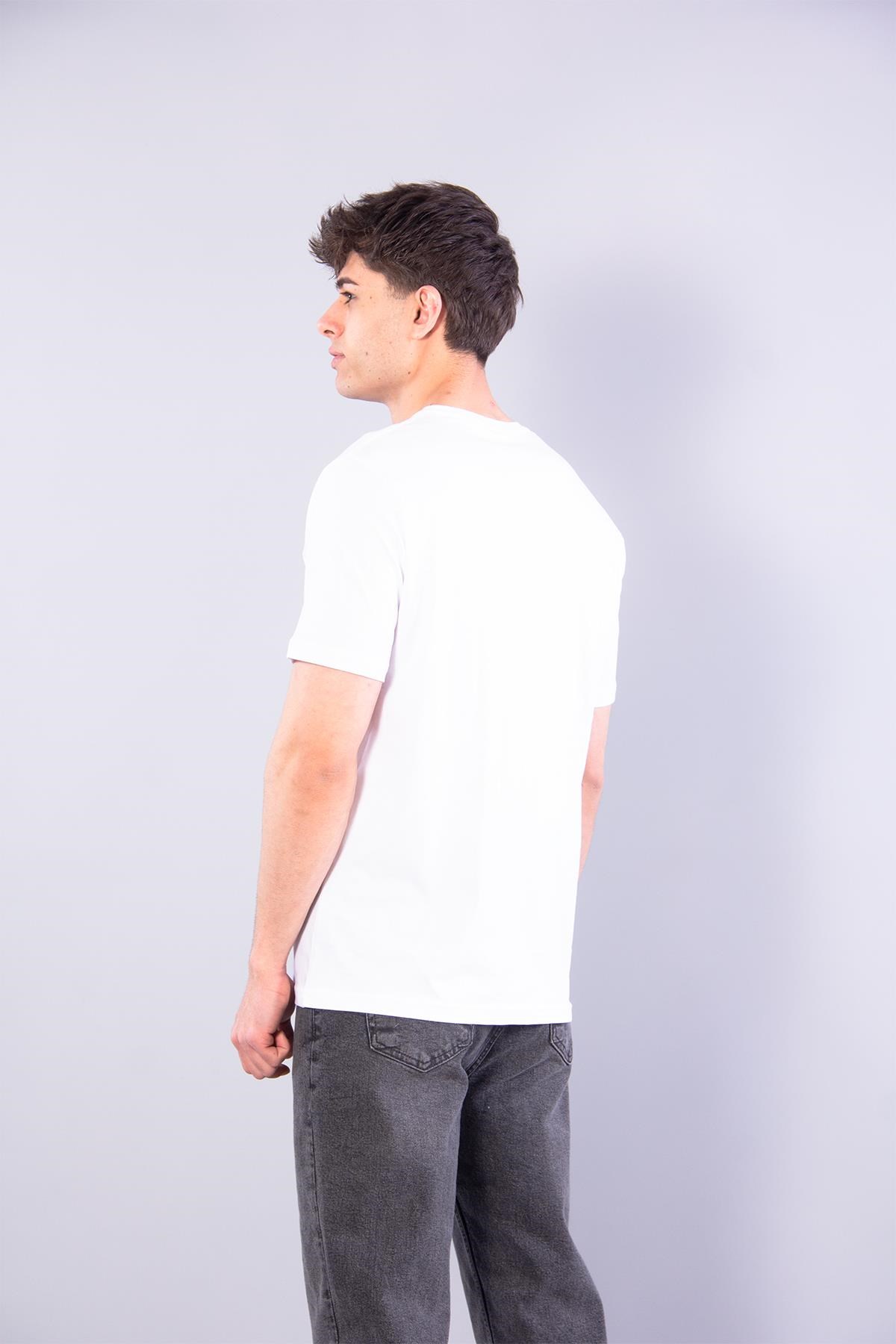 7410 Süprem Sol Göğsü Enjeksiyon Çizgi Baskılı Bisiklet Yaka T-shirt