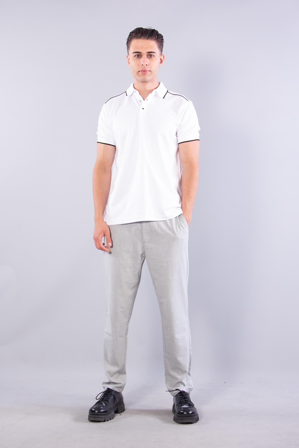 8328 Pike Modal Ayaklı Yaka Omuz Şeritli T-shirt