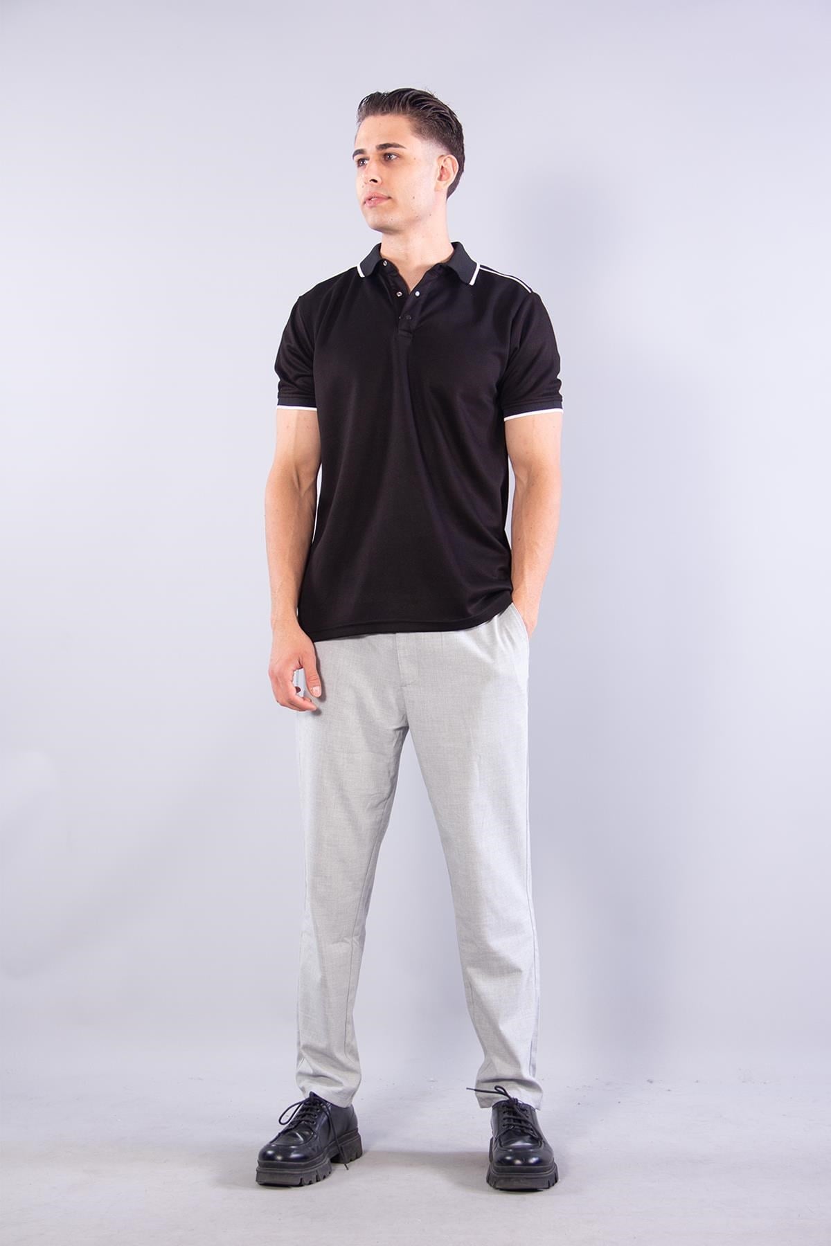 8328 Pike Modal Ayaklı Yaka Omuz Şeritli T-shirt
