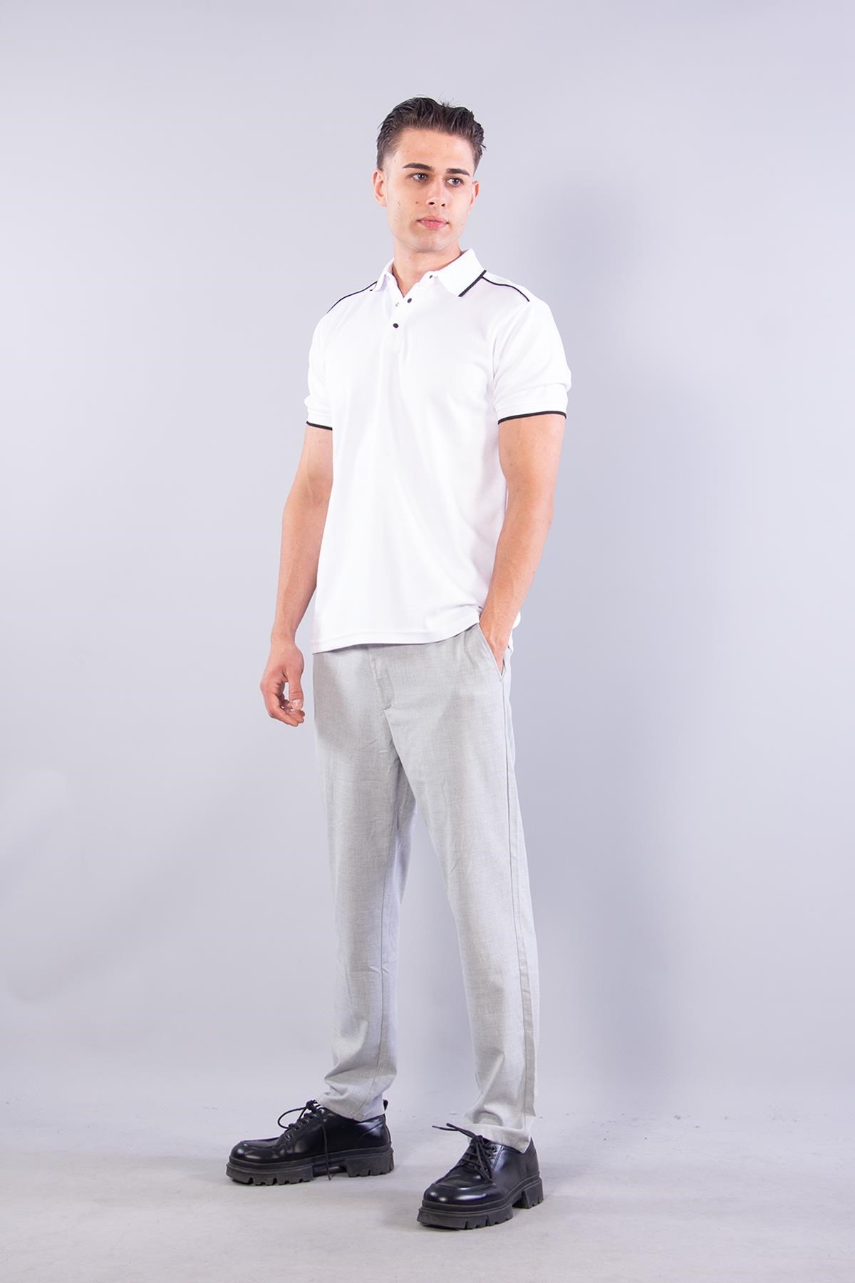 8328 Pike Modal Ayaklı Yaka Omuz Şeritli T-shirt