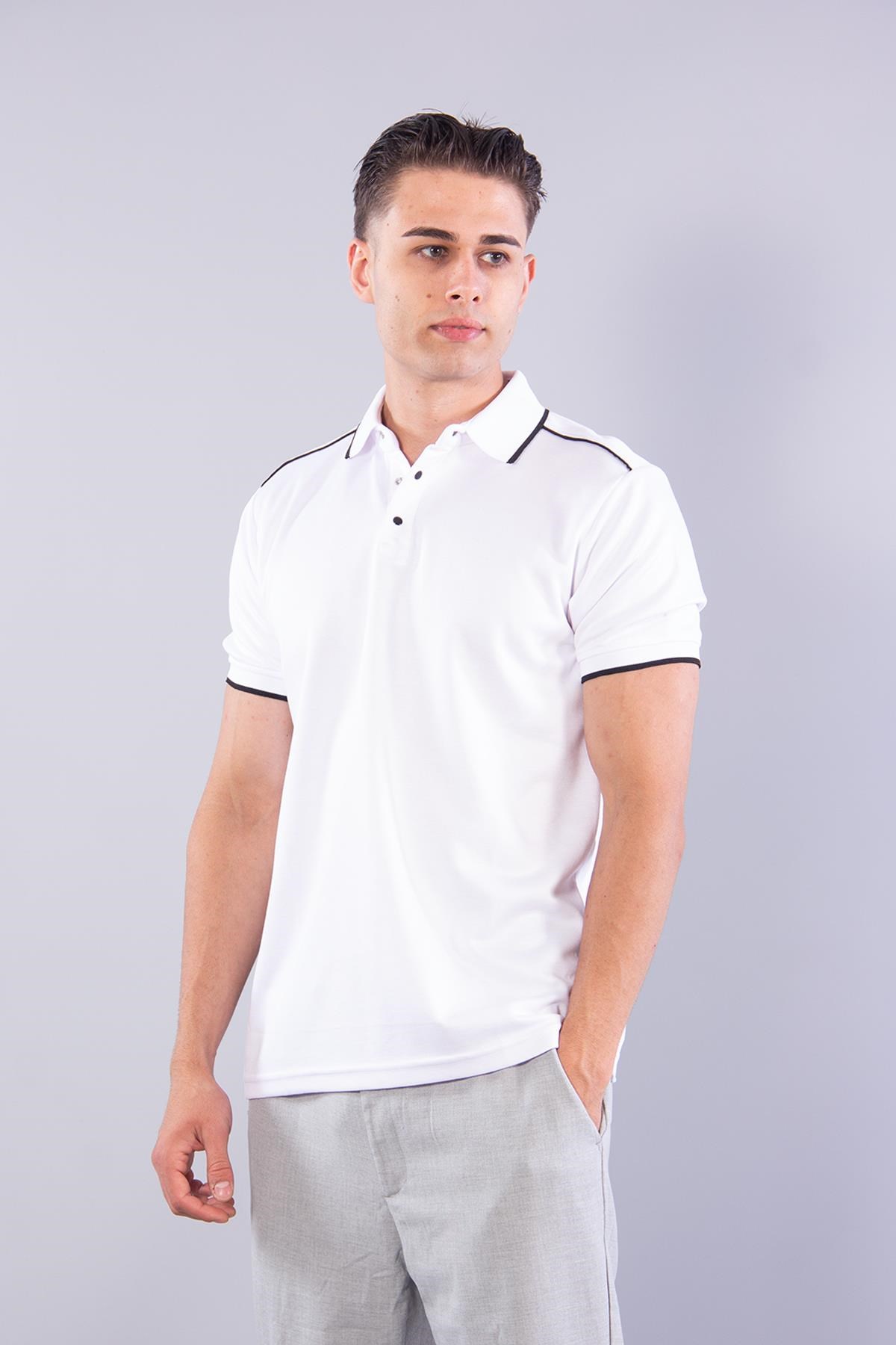 8328 Pike Modal Ayaklı Yaka Omuz Şeritli T-shirt