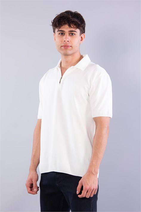 10029 Polo Yaka Fermuarlı Kısa Kol T-shirt