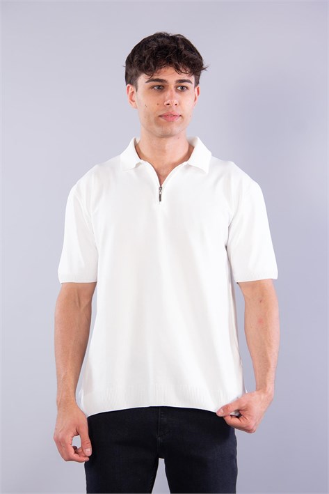 10029 Polo Yaka Fermuarlı Kısa Kol T-shirt