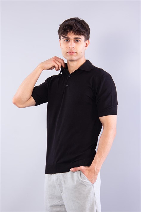 10046 Polo Yaka Düğmeli Kısa Kol T-shirt