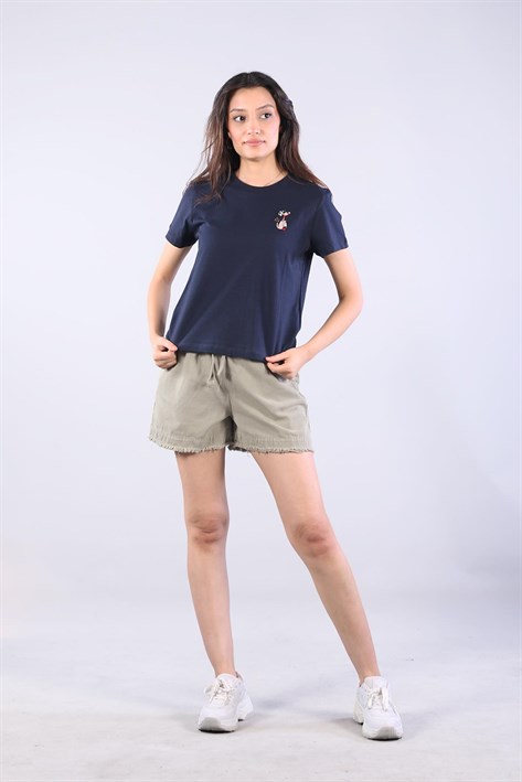 10457 Flamingo Baskılı O Yaka T-shirt