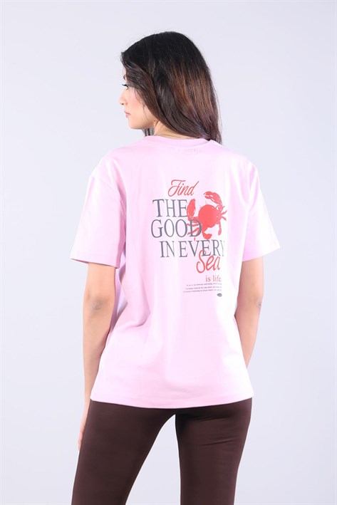 10457 Flamingo Baskılı O Yaka T-shirt
